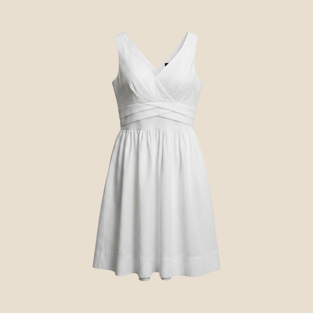 Delias White Sleeveless Cotton Poplin Dress w Crisscross Bodice and Back Bow